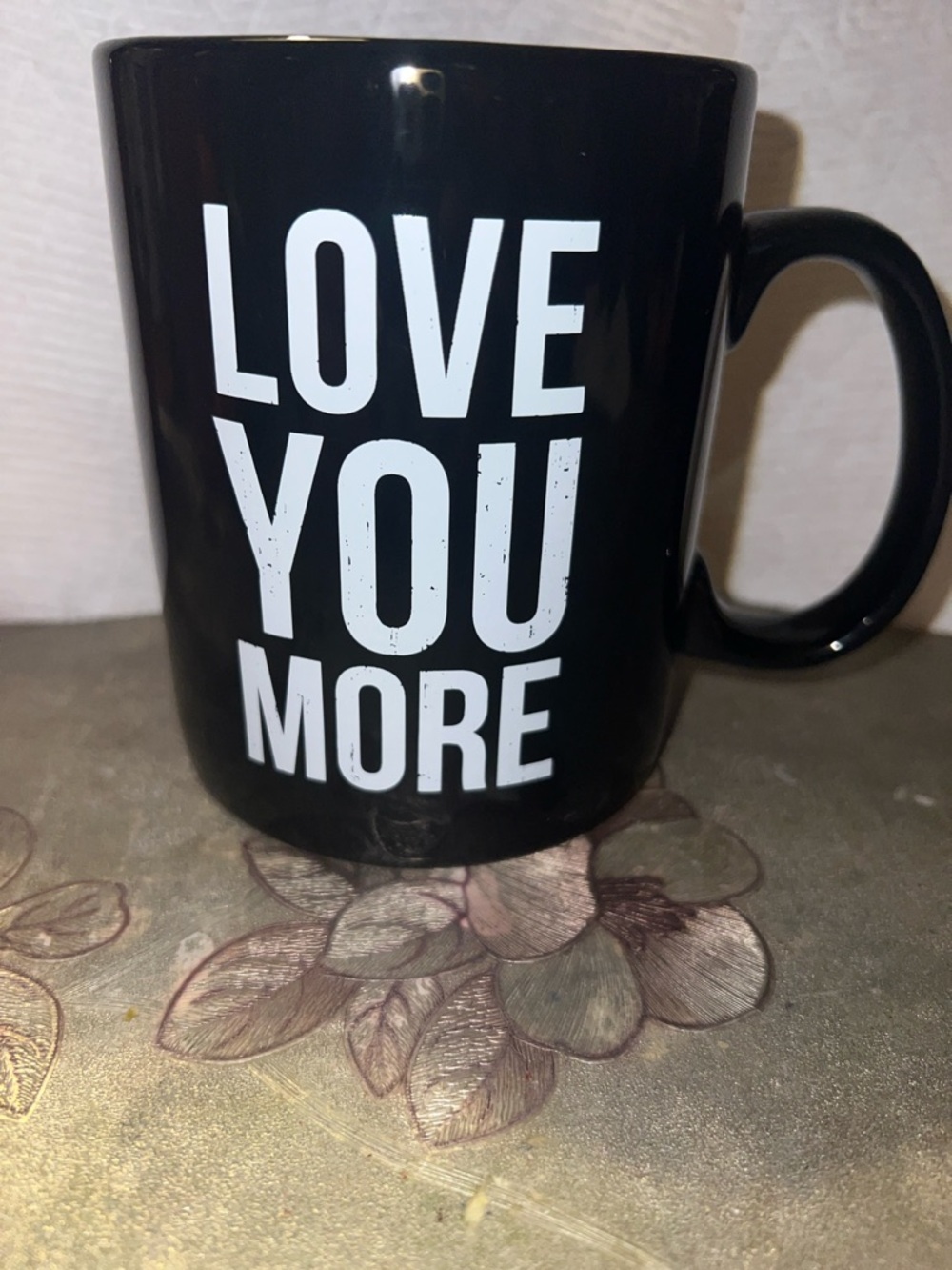 Love You More Black Ceramic Mug